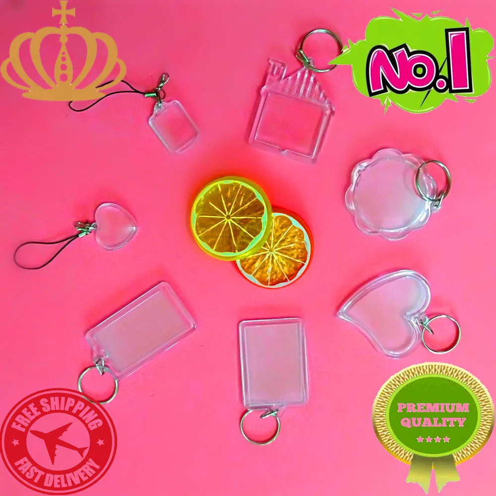 1 шт пустые акриловые брелки вставные фото пластиковые прямоугольные круглые