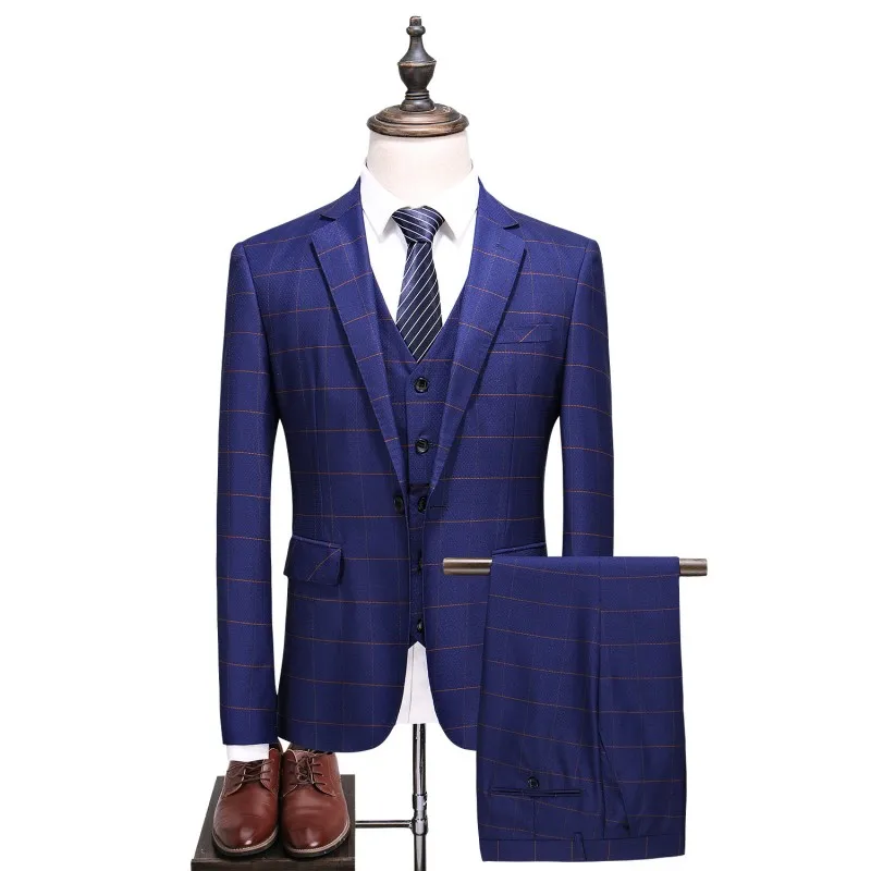 

(Куртка + жилет + брюки) 2018 весенние модные полосатые мужские костюмы, модные классические костюмы, мужской деловой Свадебный костюм, мужское...