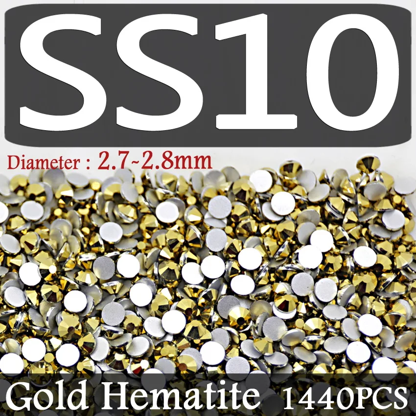 SS10 1440PCS Смешанные размеры, SS3-SS30, золотые стразы Aurum для ногтей, художественные блестки, дизайн, не Горячая фиксация, кристалл страз, чтобы приклеить Блестки для ногтей - Цвет: SS10 1440PCS