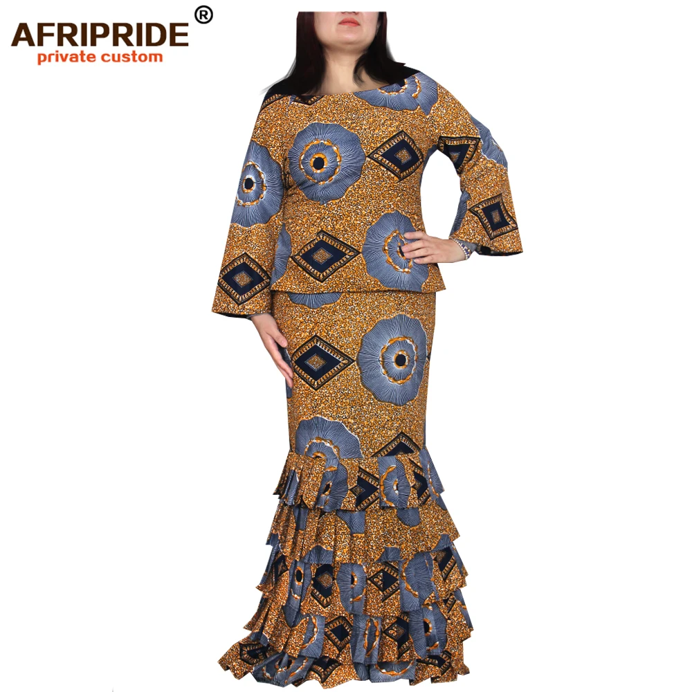 AFRIPRIDE осенний Африканский женский костюм из двух предметов топ с коротким