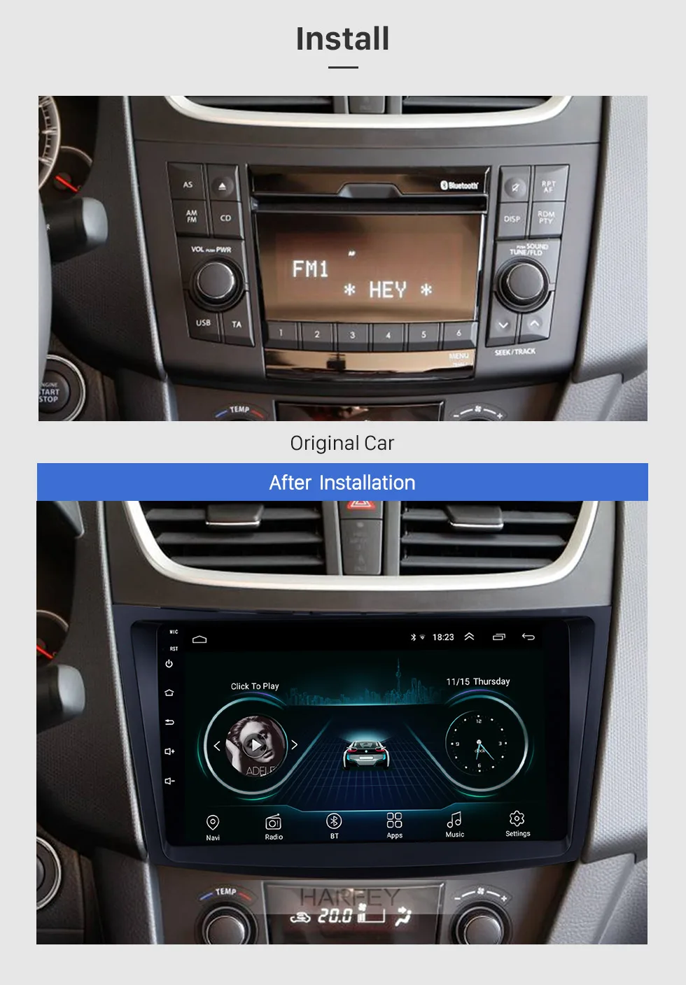 Harfey Android 8,1 автомобильное радио для SUZUKI SWIFT 2011-2013 " gps навигация аудио поддержка OBD2 DVR Bluetooth Музыка USB wifi