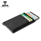 Новый мини алюминиевый кошелек с эластичным задним карманом ID держатель для кредитных карт RFID Блокировка маленький автоматически всплывающий металлический корпус для карт