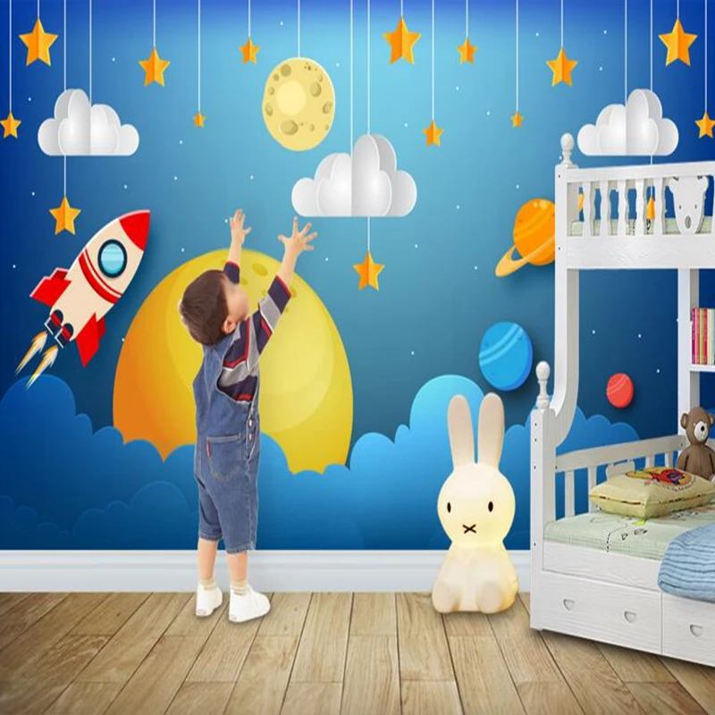 

Baby Wallpapers Custom Mural Wallpaper Fantasy Space Astronaut Mural Wall Cartoon Background Living Room Desktop Wallpaper