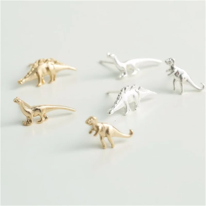 3 пар/уп. золото/серебро Цвета животных серьги с динозаврами гвоздики для женщин