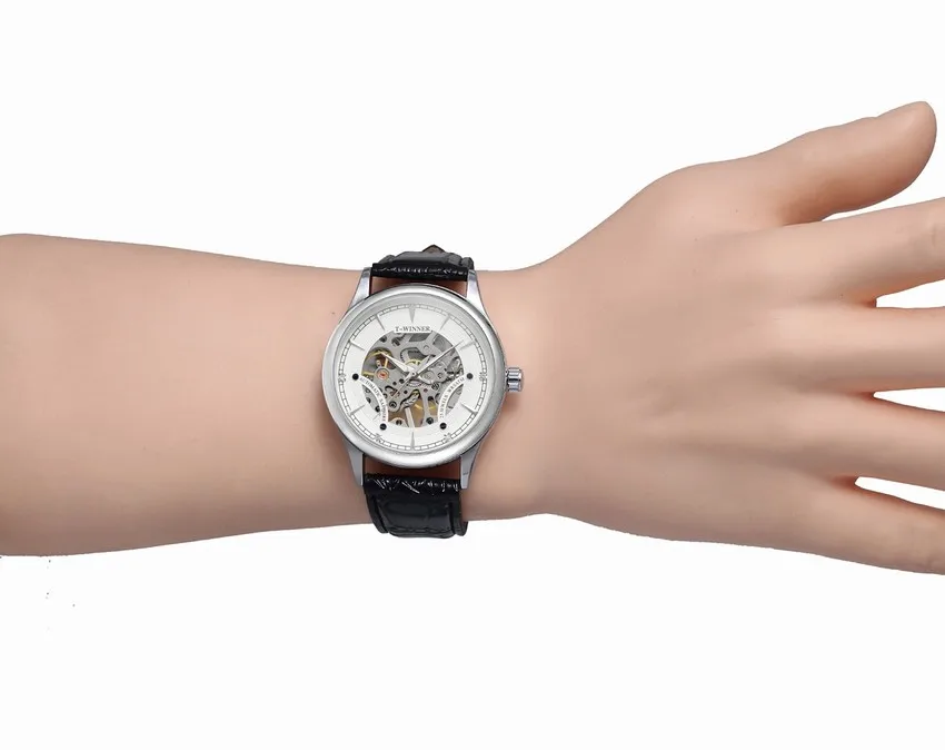 Мужские механические часы WINNER Urban в современном стиле золотистые скелетоны с
