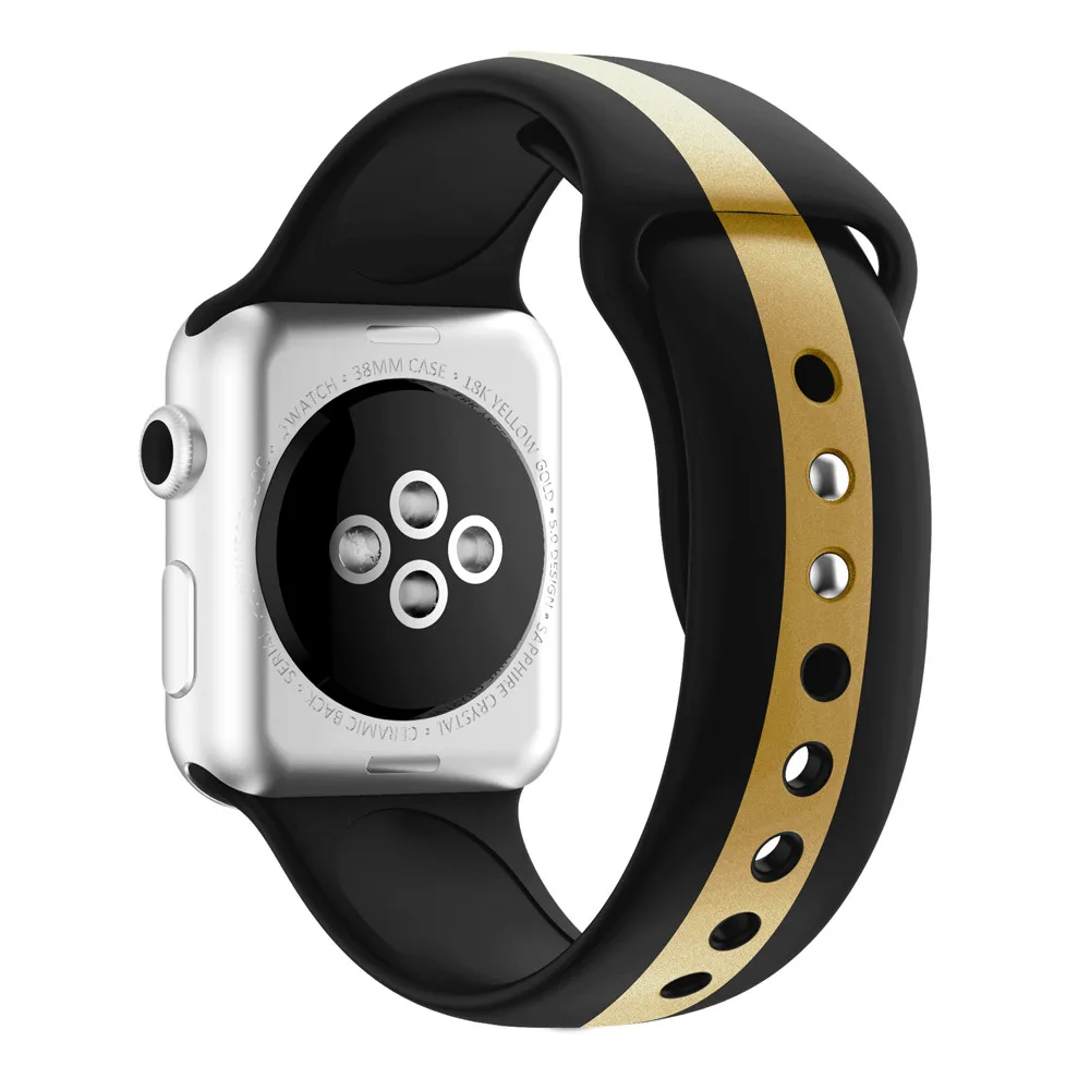 Ремешок в полоску для apple watch band 44 мм 40 мм iwath band 42 мм 38 мм Correa Sport Силиконовый Браслет ремешок для часов apple watch 4 3 2 1