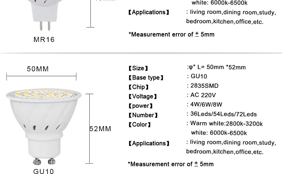 Светодиодный потолочный светильник MR16 GU5.3 GU10 светодиодный лампы MR16 220V светодиодный GU10-светодиодный s 8W 6W 4W 7W Светодиодный точечный встраиваемый светильник мощностью 5 Вт 2835 Чип светодиодный прожектор 180 120 24 градуса