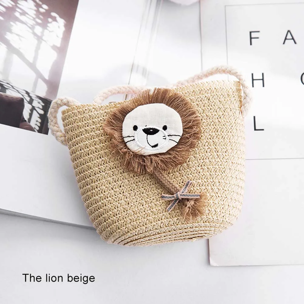 beige lion Мини-Сумочка для девочек, ручная работа, Соломенная Сумка, большая вместительность, летняя пляжная сумка на плечо, вечерние, для покупок, Лучшая распродажа-WT - Цвет: beige lion