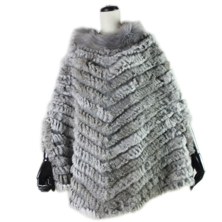 

Zero fish Новый женский модный пуловер из натурального кроличьего меха, пончо из меха енота, накидка из натурального меха, вязаная накидка, треугольная шаль пальто