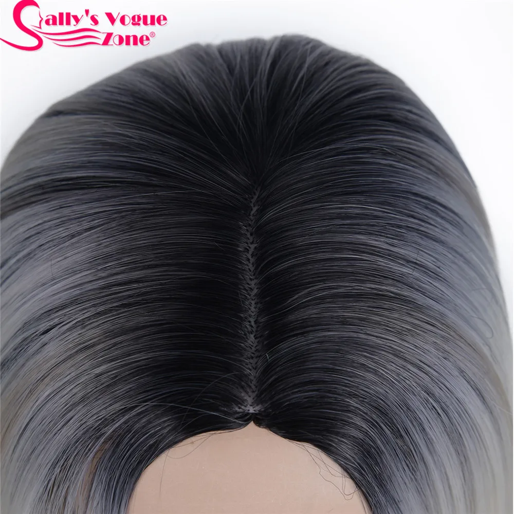 Sallyhair средняя часть 12 дюймов в японском стиле Температура волокна синтетические волосы с эффектом деграде(переход от темного к Черные и темно-красные туфли Красного цвета парик для Для женщин
