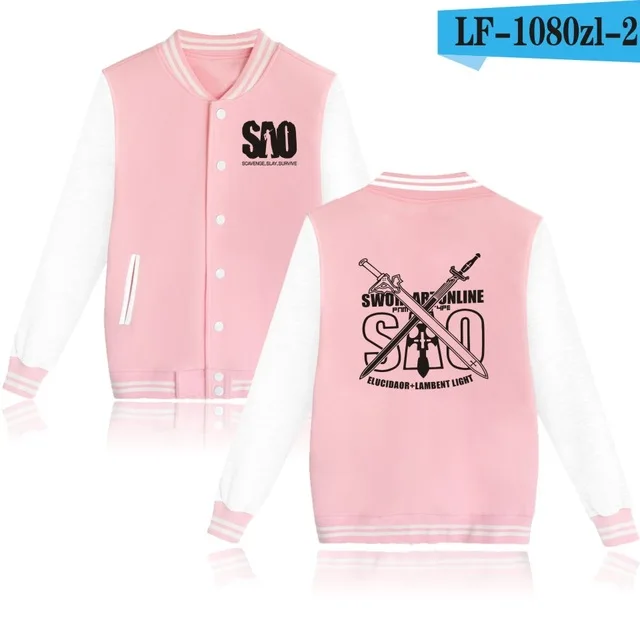 pink and white Sword Art Online толстовка бейсбольная куртка Мужская/Женская unifom пальто Модные аниме SAO толстовки Повседневная Уличная одежда куртки - Цвет: pink and white