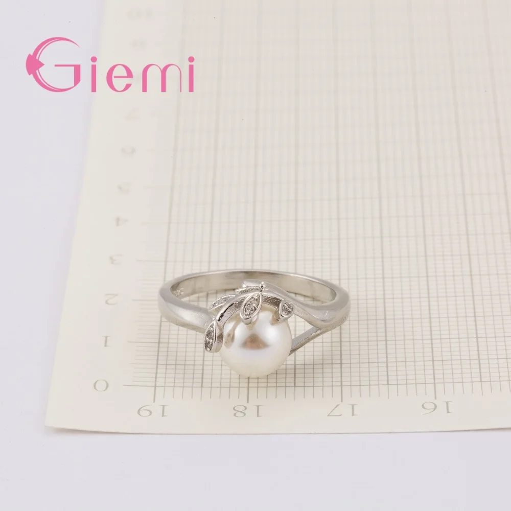

New Trendy 925 Sterling Silver Rings for Women Engagement Fashion Pearl Shape Simple Round Finger Jewelry CZ Bague Femme