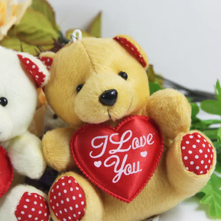 20 шт./лот горячая Распродажа 11 см мини плюшевый медведь игрушки с сердцем (бежевый