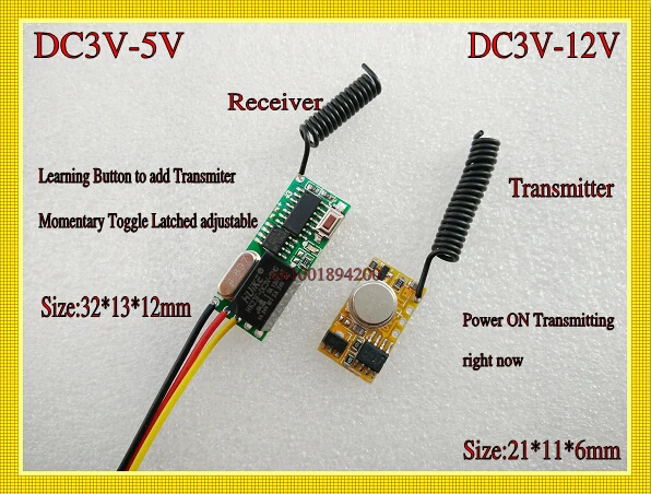 DC3V-12V модуль мини-передатчика DC3.7V 4,5 V 5V 6V 9V микро пульт дистанционного управления передатчик + DC3V-DC5V релейный приемник Пульт дистанционного управления
