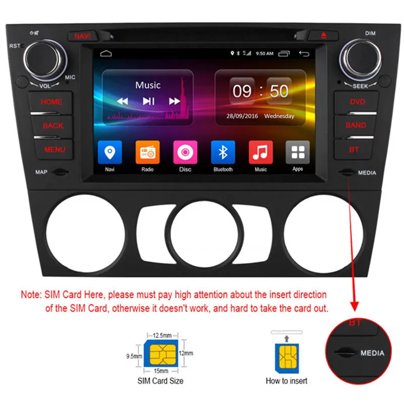 4G SIM LTE 1024*600 Octa 8 Core 2GB RAM Android 6.0 Car DVD Player For BMW E90 E91 E92 E93 3 Series Radio GPS Navigation System |