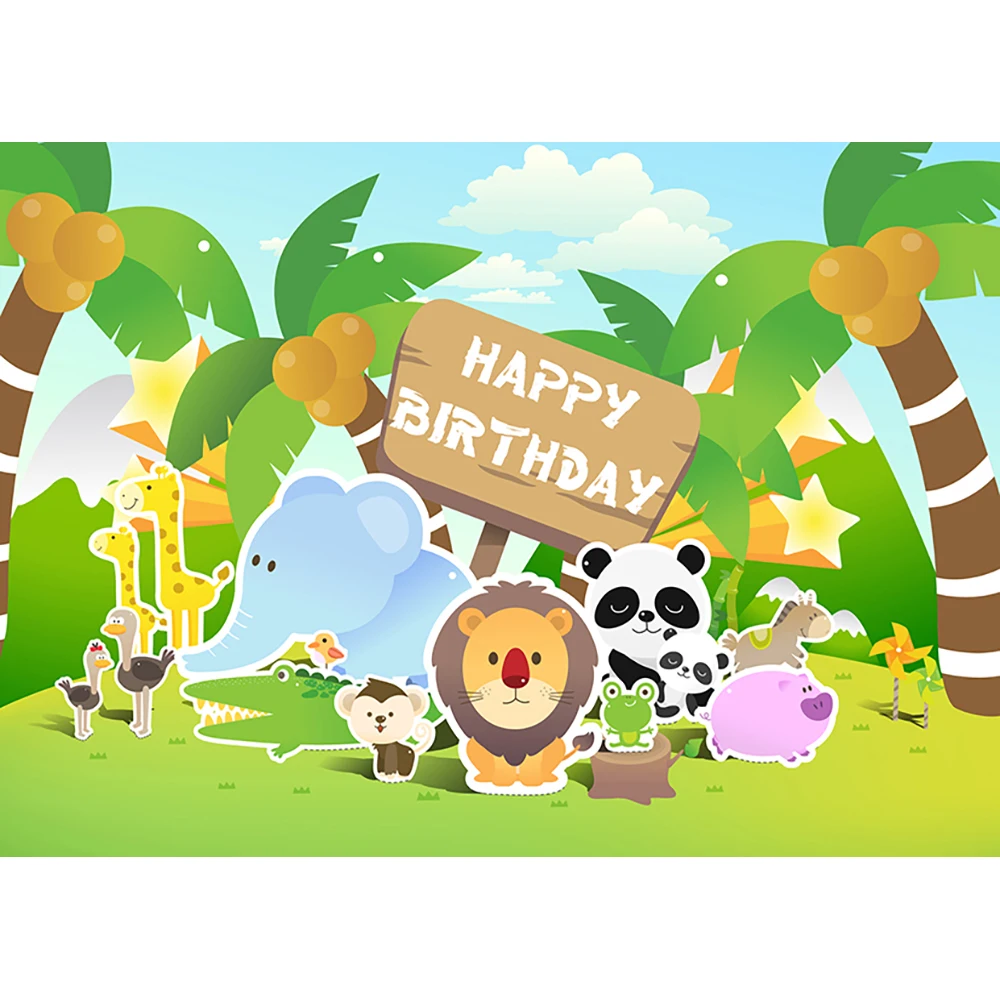 Funnytree backdrop for photographic studio animal birthday coconut tree kids stars professional background photocall photobooth |