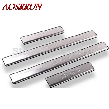 

2012 2013 2014 2015 for Peugeot 301 scuff plates stainless steel door sill strip welcome pedal car accessories car-styling for