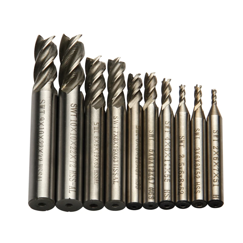 Концевая фреза из высокопрочной стали твердосплавная с 4 лезвиями диаметр 2 10 мм