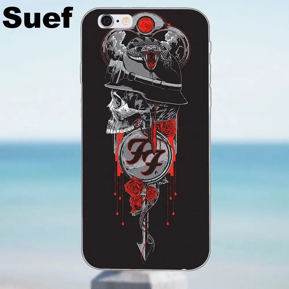 Suef TPU крутой лучший чехол для iPhone 4 4S 5 5S 5C SE 6 6S 7 8 Plus X Samsung Galaxy J1 J3 J5 J7 A3 A5 2016 2017 Foo Fighter |