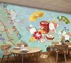 Bacaz японский Стиль Сакура 3d цветок обои фрески для ресторана ТВ фон 3d настенные фотообои Бумажные 3d цветок наклейки