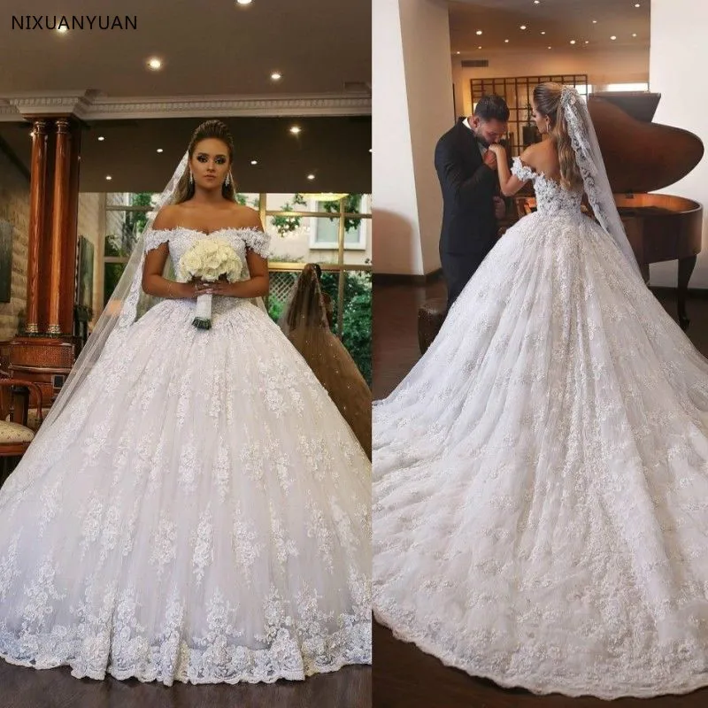

Gorgeous Vintage Sexy Full Lace Wedding Dress Ball Gown Off The Shoulder Bridal Gowns Wedding Gown Vestido De Novia