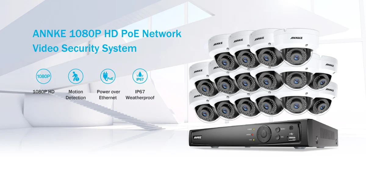 ANNKE Профессиональный 1080 P PoE камера безопасности Системы 4 K 16CH безопасность NVR с 16 шт. 1080 P купольные камеры CCTV