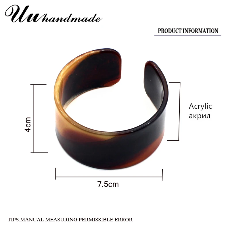 Женский широкий винтажный браслет на запястье Круглый акриловый Викинги|cuff