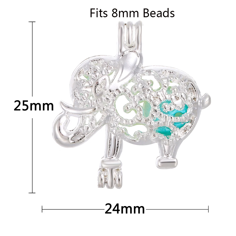 10 шт. Серебряный Счастливый Слон жемчужная клетка материал для изготовления