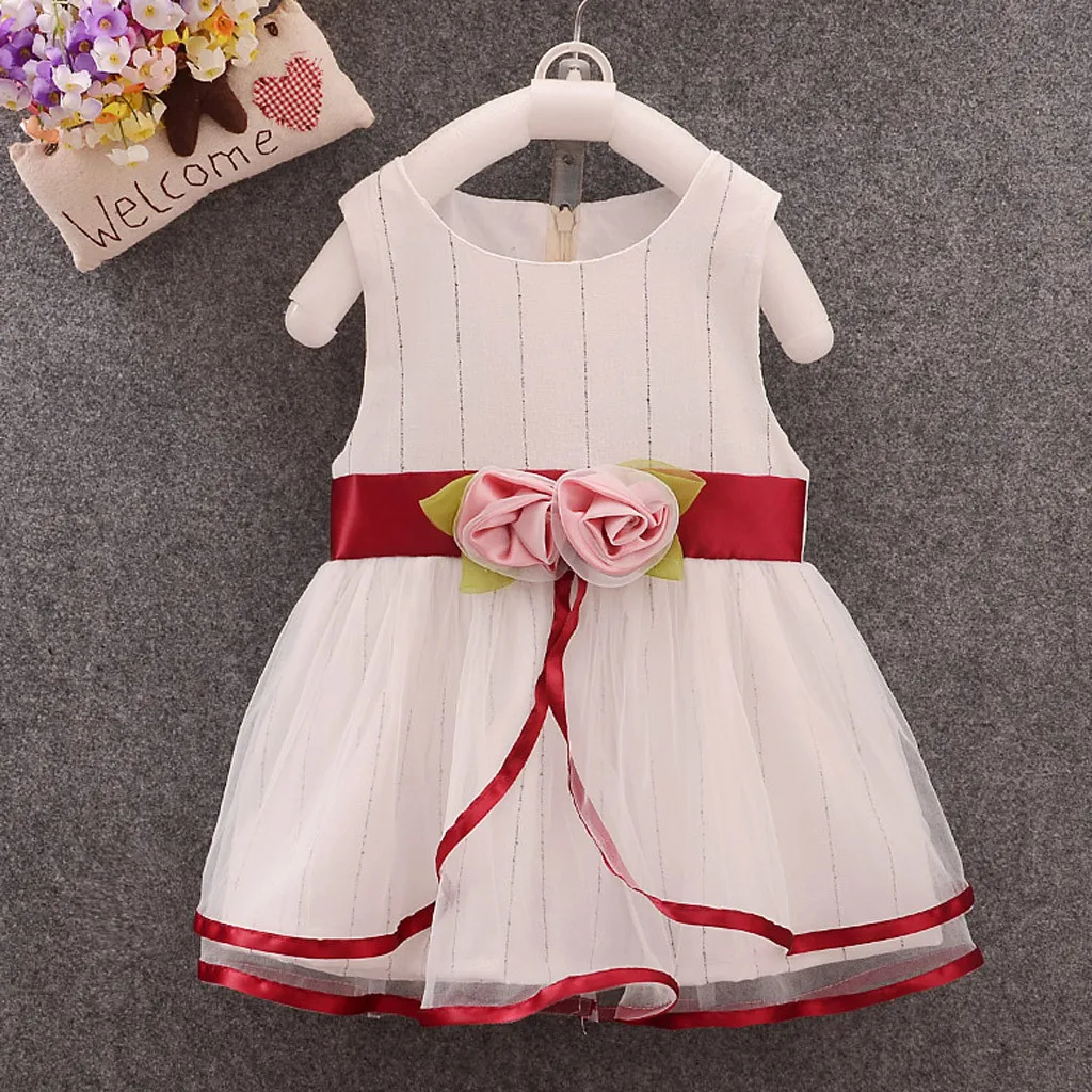 Модное платье для девочек Одежда маленьких Платье из фатина без рукавов с
