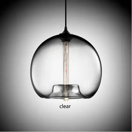 clear 6 цветов красочные стеклянные светодиодные подвесные лампы, Современные e27/e26 светодиодные лампы, шнур T225 лампы для ресторана, гостиной, кафе-бара - Цвет корпуса: clear