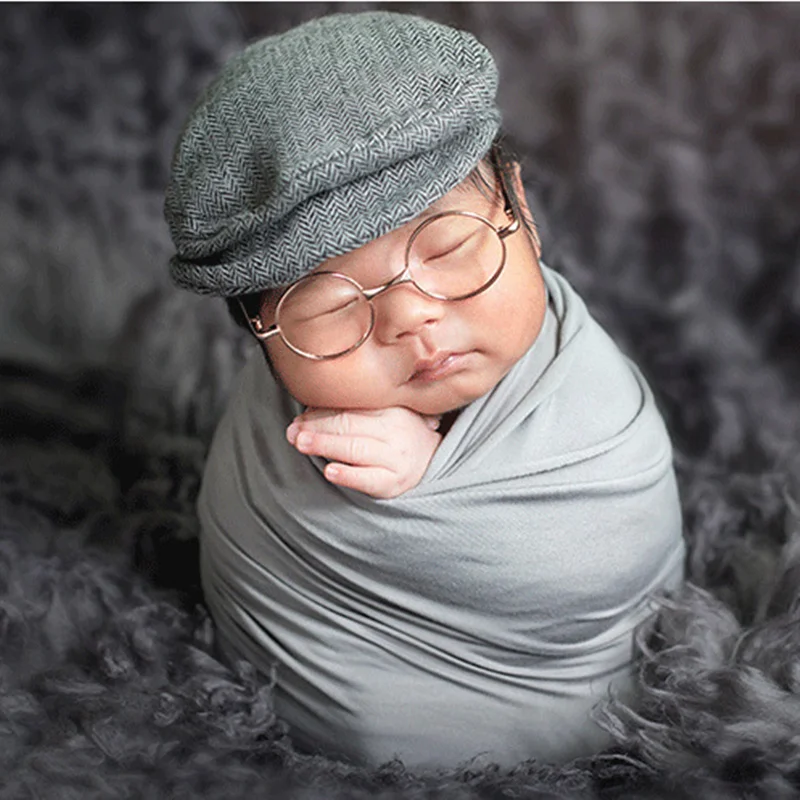 Ylsteed Newborn Photography Props Little Gentlemen Shooting Costume Hat Glasses DIY Baby Photo Props Infant Studio Accessories