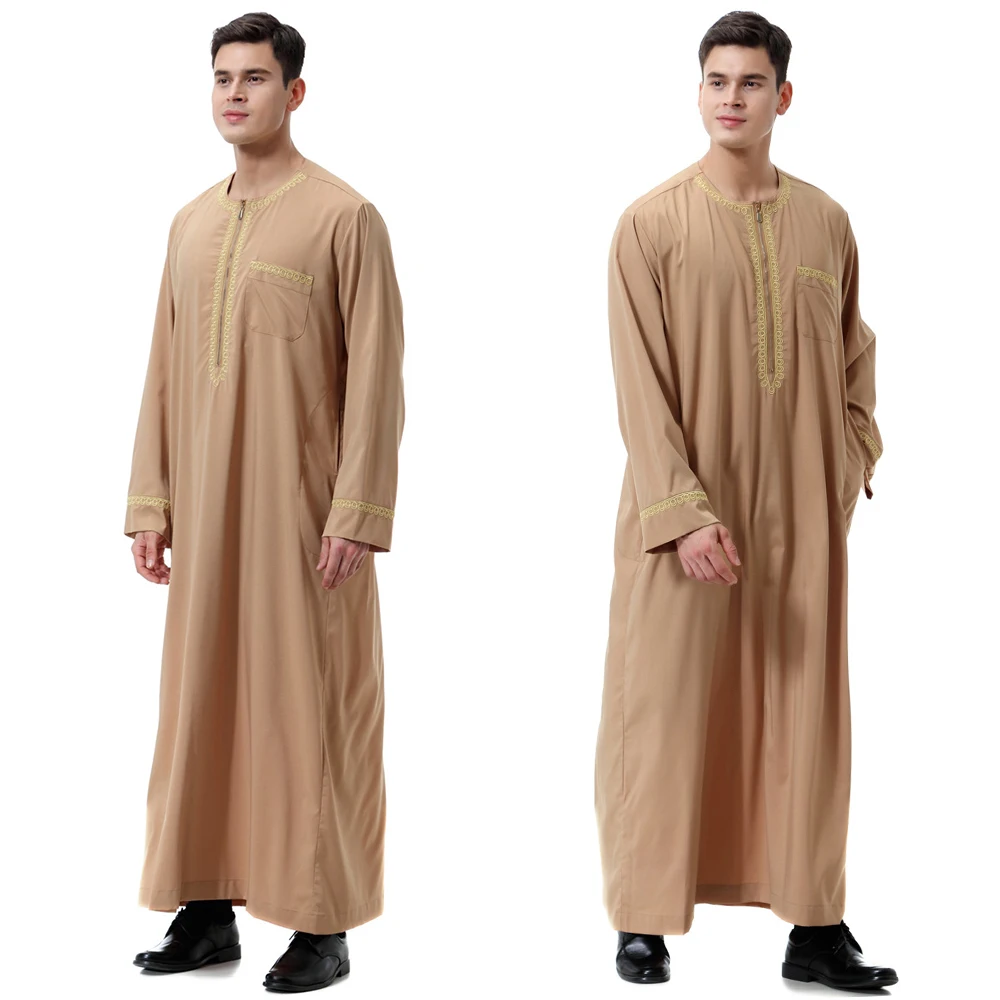 Новая Черная мусульманская одежда jubba thobe для мужчин caftan homme на молнии Арабская