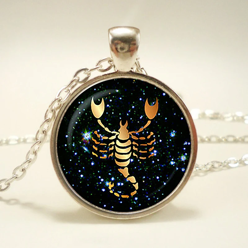 Кулон в виде знака зодиака из черного стекла Скорпион украшение скорпиона