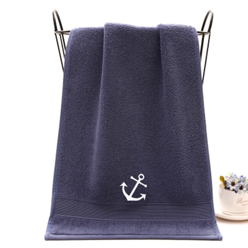 Роскошное вышитое махровое Хлопковое полотенце для душа с изображением якоря