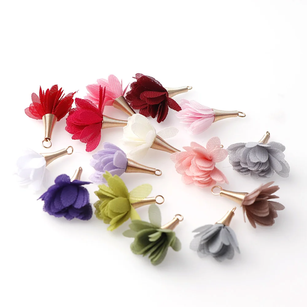 Модная разноцветная шелковая кисточка с подвеской в виде цветка 10 шт./лот для