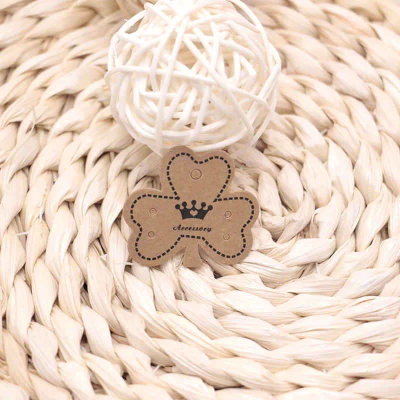 3.8x3.5cm Kraft Paper Stud Earrings Necklace Tag Jewelry Display Card Ear Hooks Cardboard Price Tags 500 pcs/lot Украшения и
