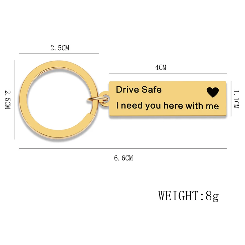 Custom Keyring Gifts Engraved Drive Safe I Need You Here With Me Gold &ampRose Color Stainless Steel Keychain Couples Jewelry | Украшения и