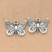 5pcs antique silver plated butterfly charm pendant bracelet necklace jewelry diy making accessories 16x22mm