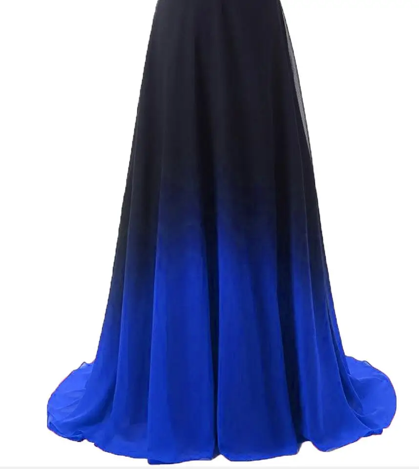 BlackRoyalBlue Градиентные шифоновые вечерние платья Vestido Longo Расшитое бисером платье для выпускного вечера Длинное Элегантное платье для выпускного вечера размера плюс женское платье для выпускного вечера - Цвет: BlackRoyalBlue