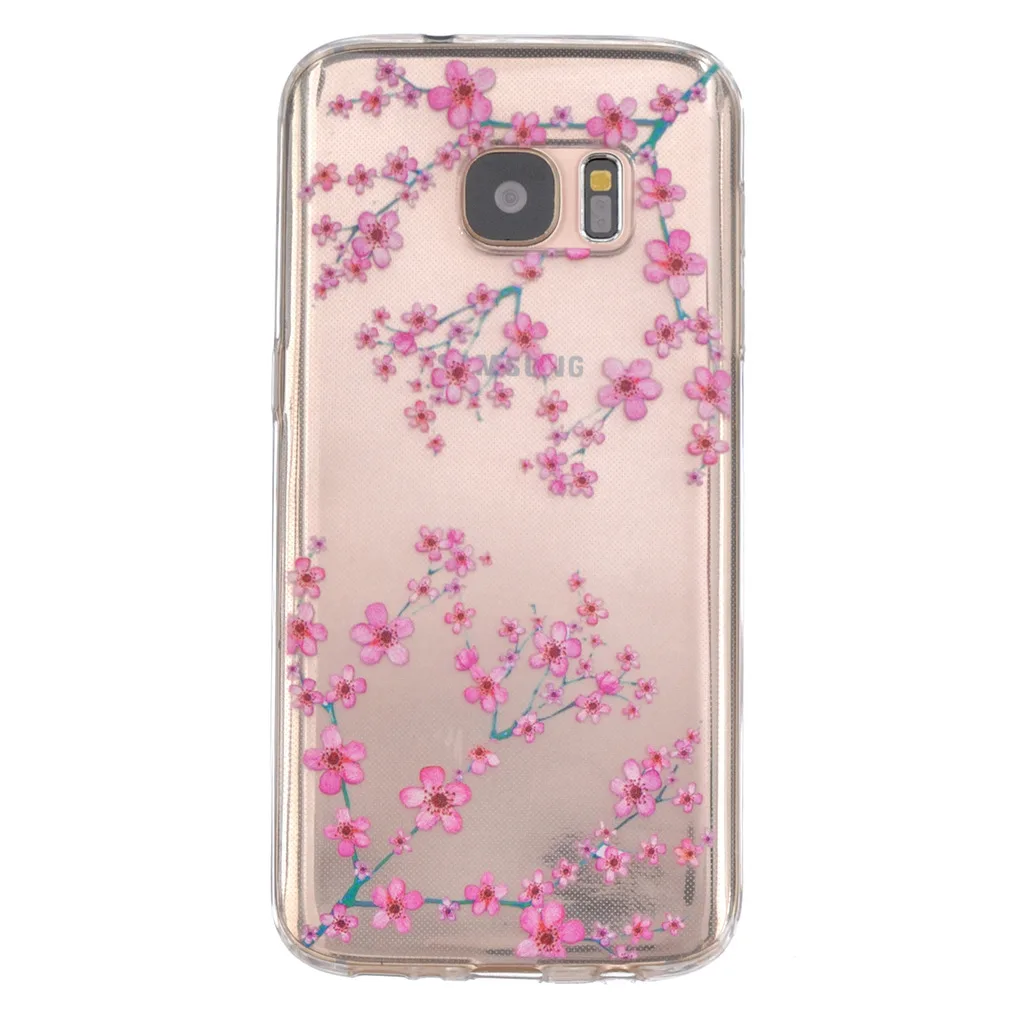 Для Samsung Galaxy S6 Edge Plus Новый розовый Plum цветок печати дизайн тонкий мягкий