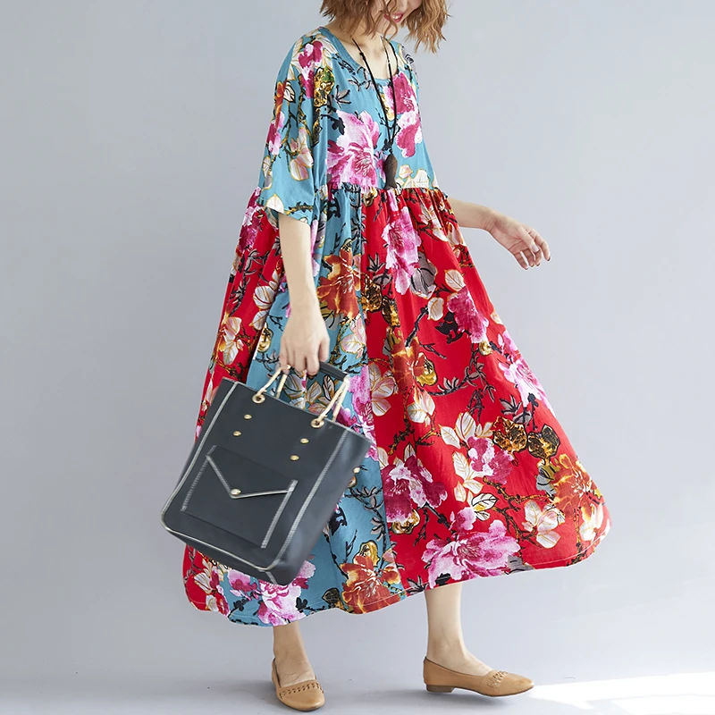 Женское разноцветное плотное платье 100 кг женское длинное хлопковое большого