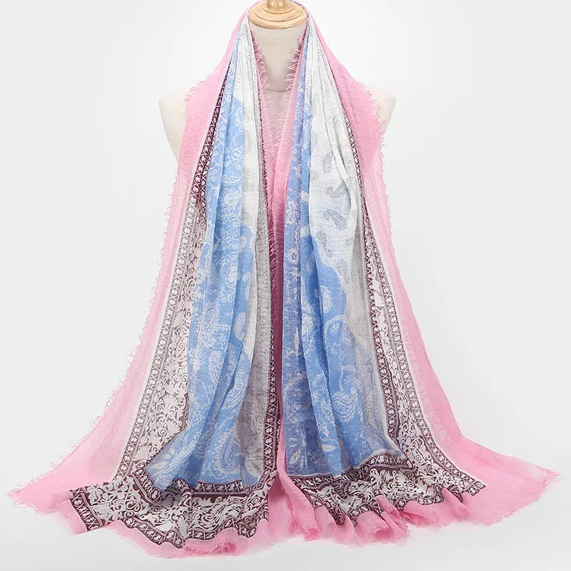 2020 Новое поступление женские модные хлопковые шарфы с жемчугом большие размеры