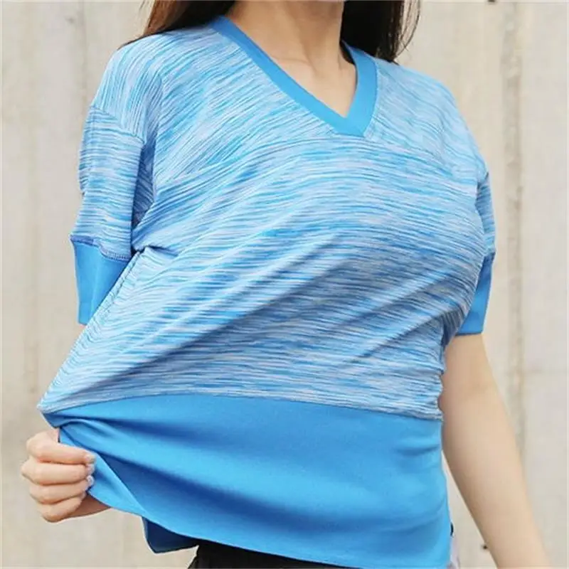 Новинка 2019 впитывающая пот дышащая быстросохнущая блузка с коротким рукавом