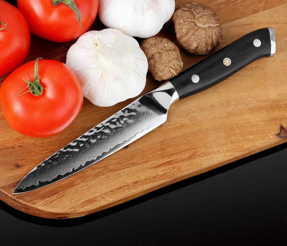 XITUO Дамасские Ножи, нож шеф-повара, японский кухонный нож, дамасский VG10, нож из нержавеющей стали 5 дюймов, ультра Черная Ручка G10