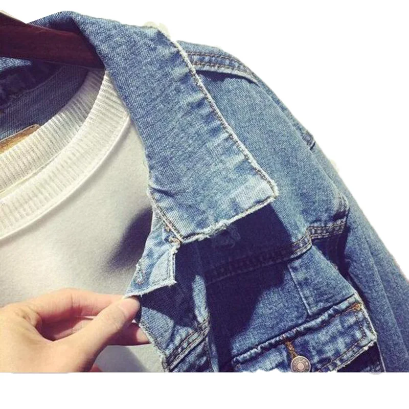 Женская джинсовая куртка с длинным рукавом Повседневная Свободная из денима