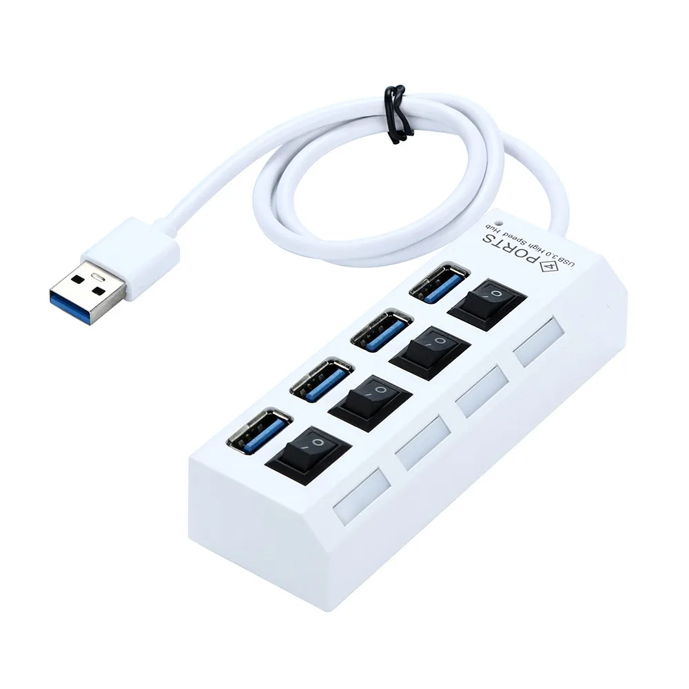 Высокоскоростной 4 порта LED USB 3 0 адаптер концентратор питания вкл/выкл