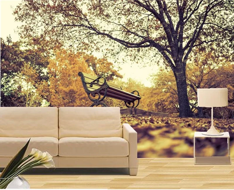 3D фрески на заказ парки Осенние скамьи деревья природные обои для отеля