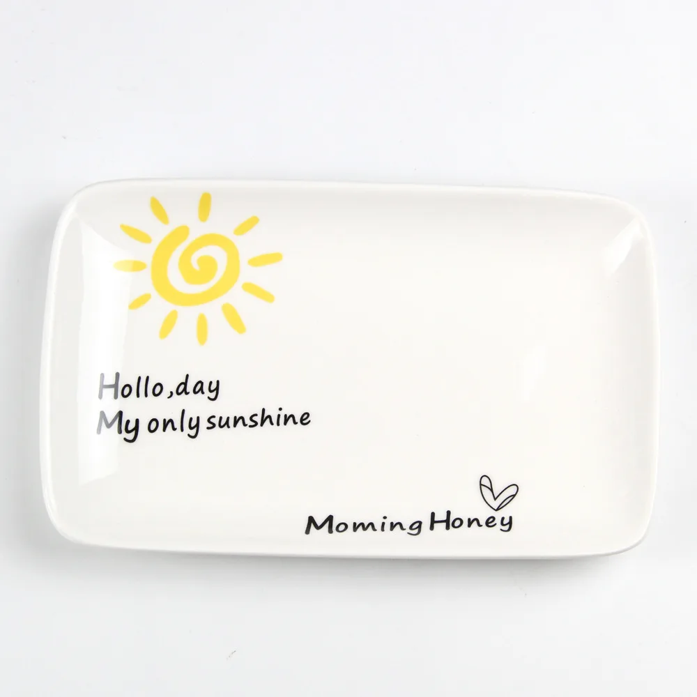my only sunshine 8 дюймов квадратная Милая керамическая тарелка уникальный обеденный набор блюдо десертная тарелка столовой Посуды Лоток для торта - Цвет: my only sunshine