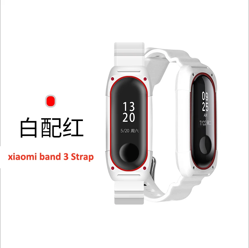 Силиконовые браслеты для Xiaomi mi, 3 ремешка, Xiao mi Band 4, NFC, умный браслет, браслет, спортивный ремешок, mi Band 3, аксессуары - Цвет: White Red