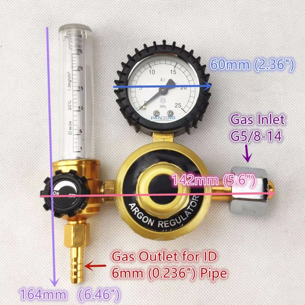 Газовый регулятор расходомер для MIG/MAG TIG сварки 0 25 МПа аргона CO2 гелиевый азот